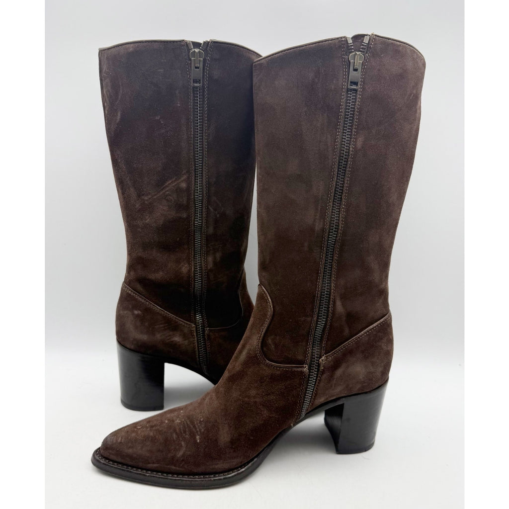 RE/DONE Womens 90s Western Knee High Boots EU 37 US 7 Brown Suede EUC