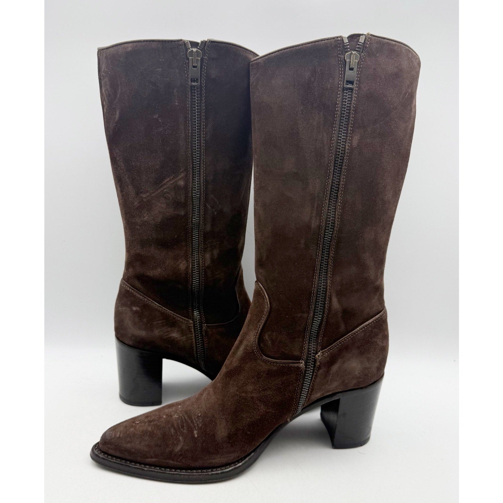 RE/DONE Womens 90s Western Knee High Boots EU 37 US 7 Brown Suede EUC