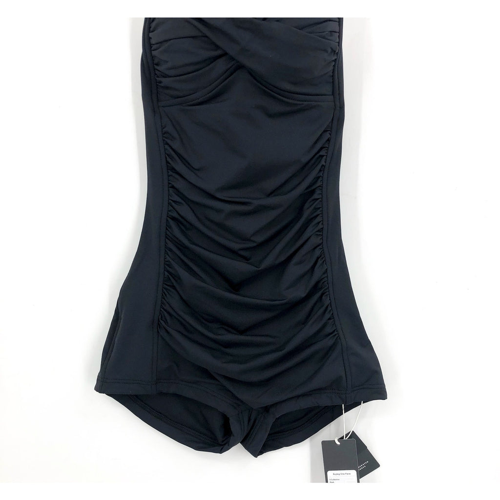 SEAFOLLY COLLECTIVE Women's Boyleg One Piece Swimsuit Size 8 Black Halter NWT