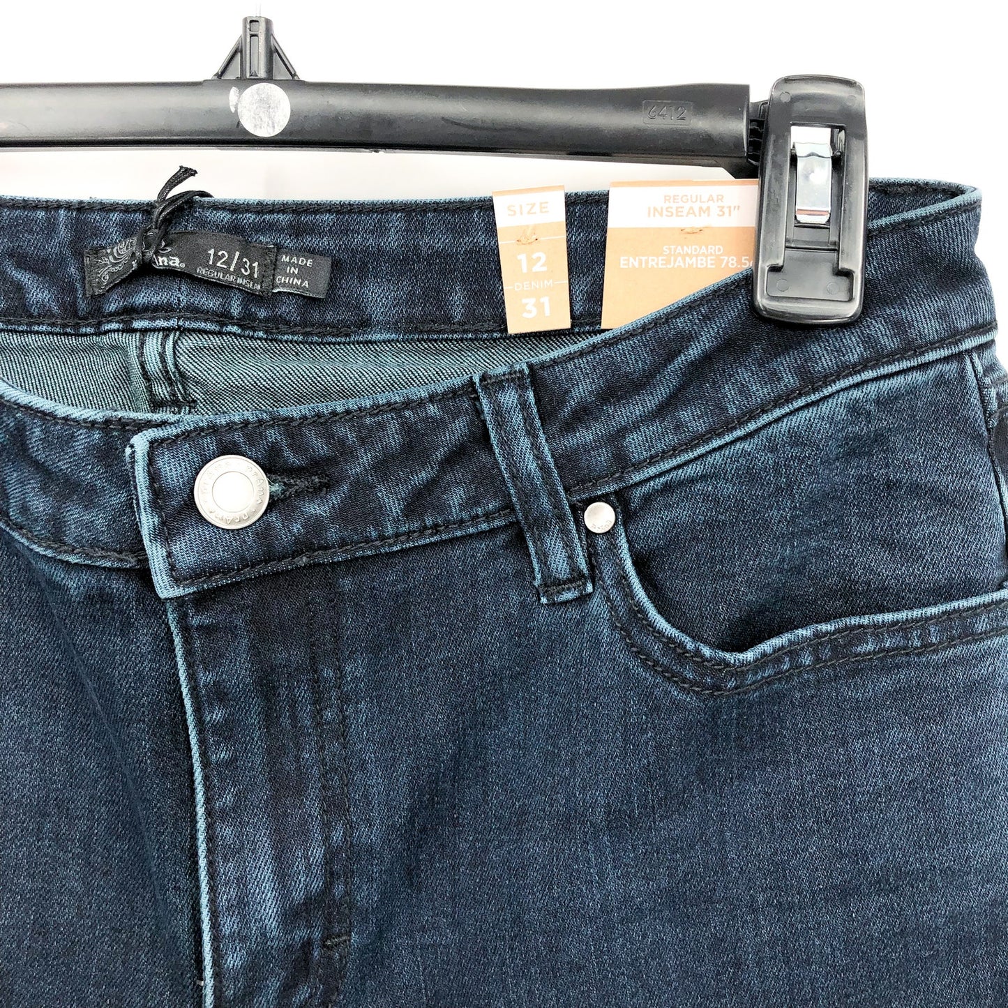 PRANA Women's Sienna Jeans 31 US 12 Deep Blue Stretch Denim Mid Rise Skinny NWT