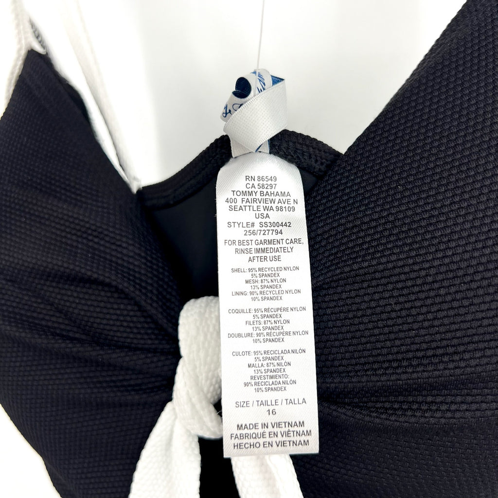 TOMMY BAHAMA Island Cays One-Piece Swimsuit Size 16 White Black Colorblock NWT