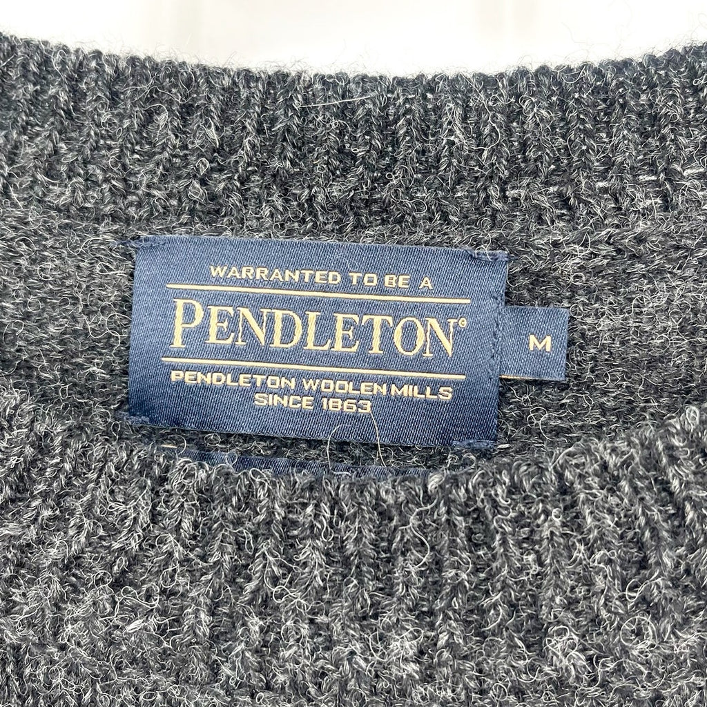 PENDLETON Men's Shetland Wool Sweater Medium Black Heather Crewneck NWT