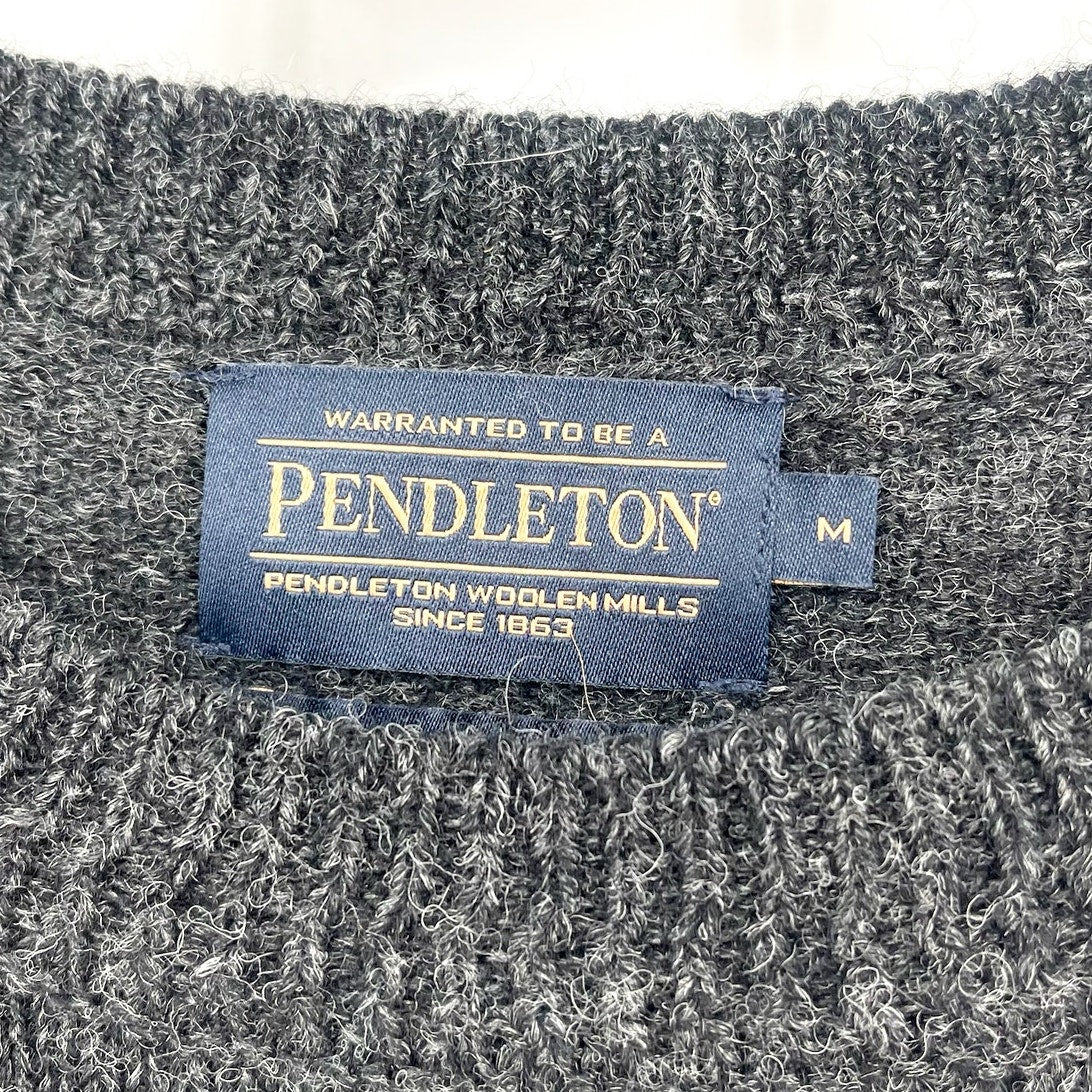 PENDLETON Men's Shetland Wool Sweater Medium Black Heather Crewneck NWT