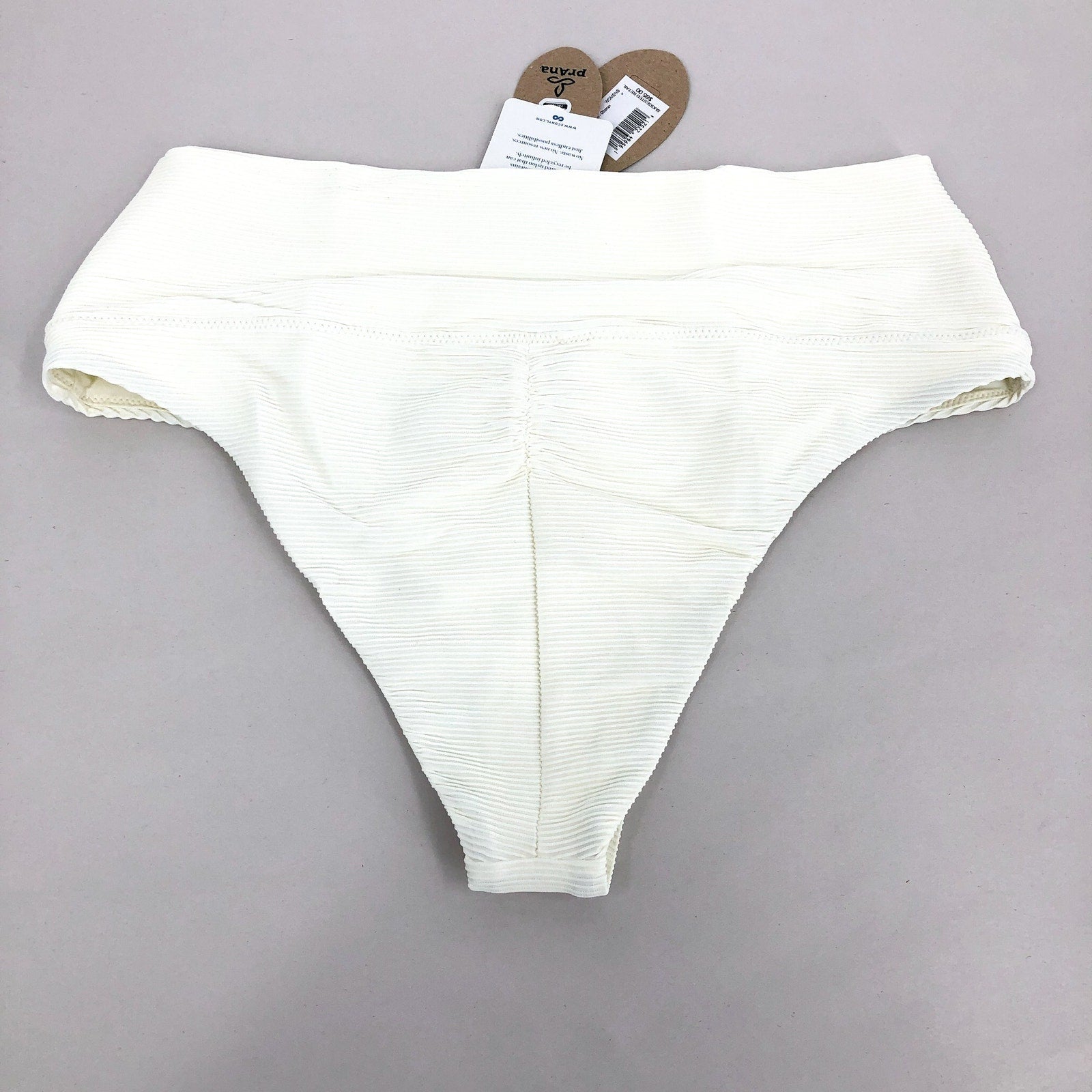 PRANA Women's Aurelia Swim Bottoms Medium White Horchata Ottoman High Waist NWT