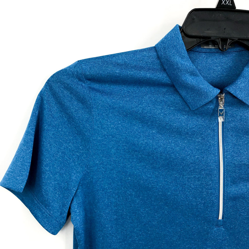 Callaway Womens Golf Polo Shirt XS Blue Heather Quarter Zip Short Sleeve NWT