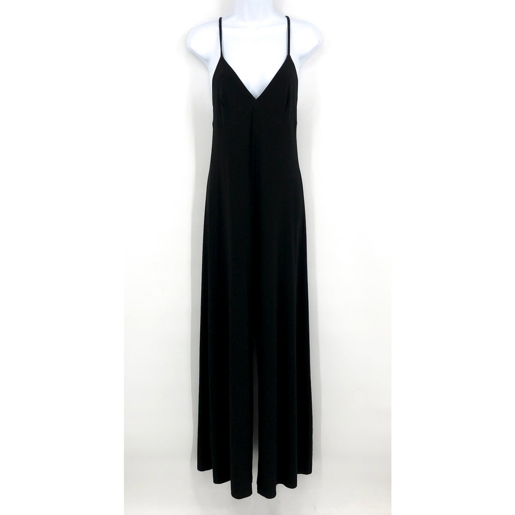 NORMA KAMALI Women's V neck Slip Jumpsuit Medium 38 Black V neckline NWT