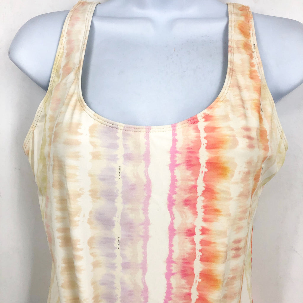 ALLSAINTS Women's Niki Marea Swimsuit One Piece Large Rainbow Pastel NWT