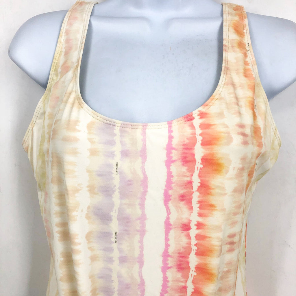 ALLSAINTS Women's Niki Marea Swimsuit One Piece Large Rainbow Pastel NWT