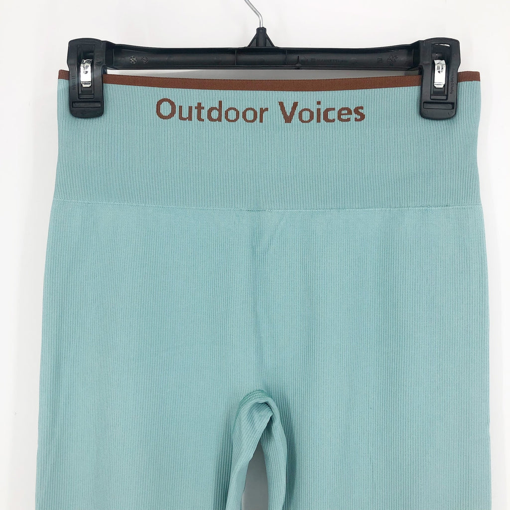 OUTDOOR VOICES Women's Seamless Rib 7/8 Leggings Medium Storm Blue NWT