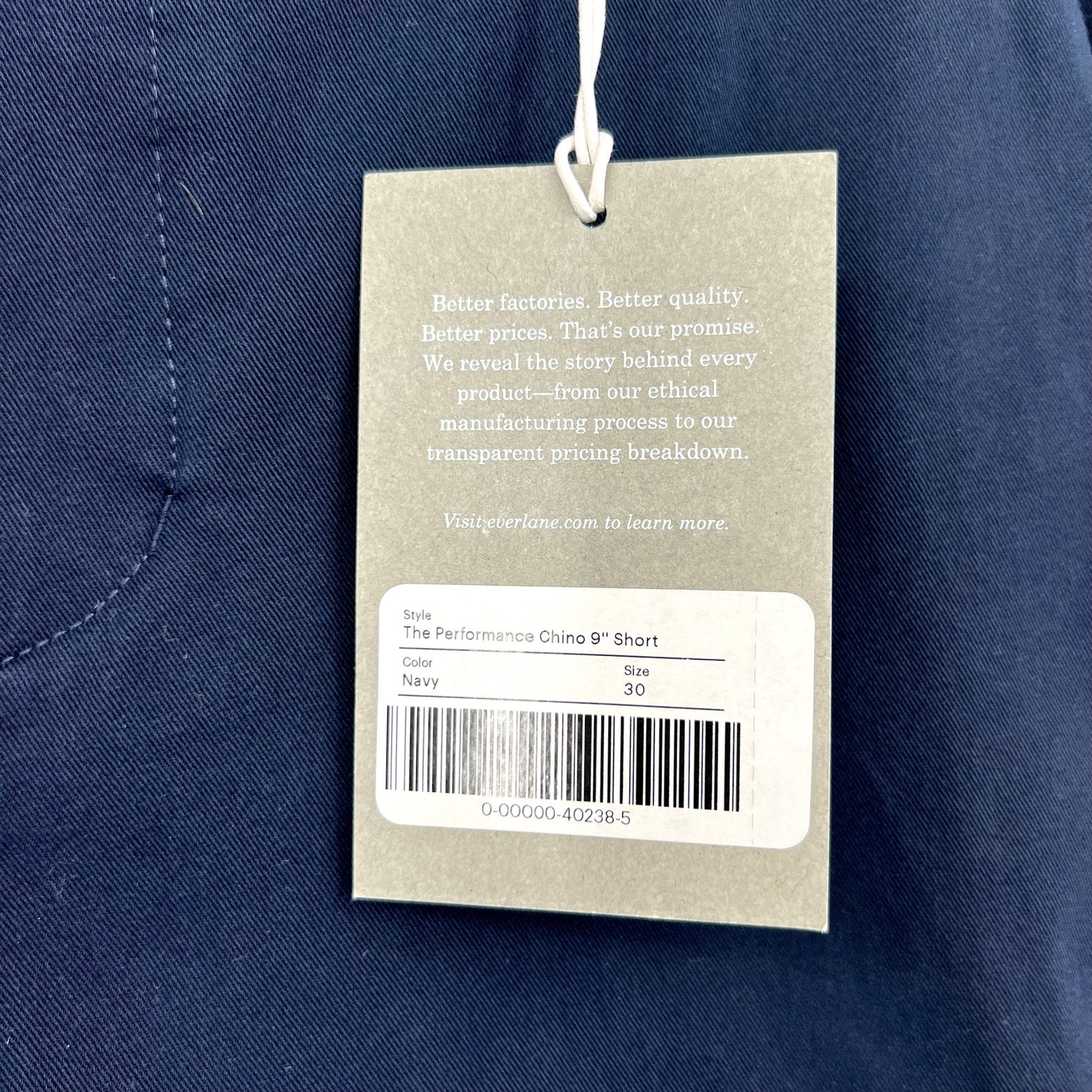 EVERLANE Men's The 9" Performance Chino Shorts Size 30 Navy Blue NWT