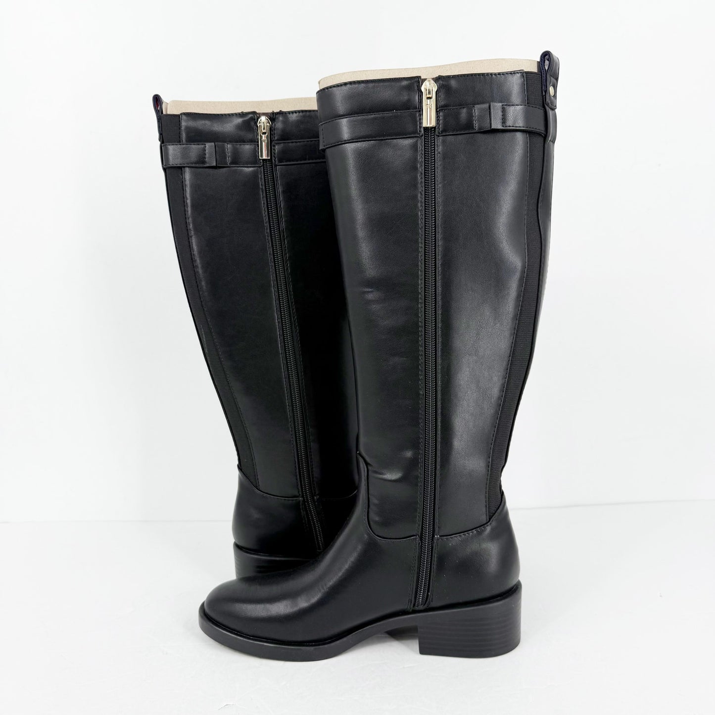 Tommy Hilfiger Womens Iviann Boots Size 6M Black Faux Leather Knee High
