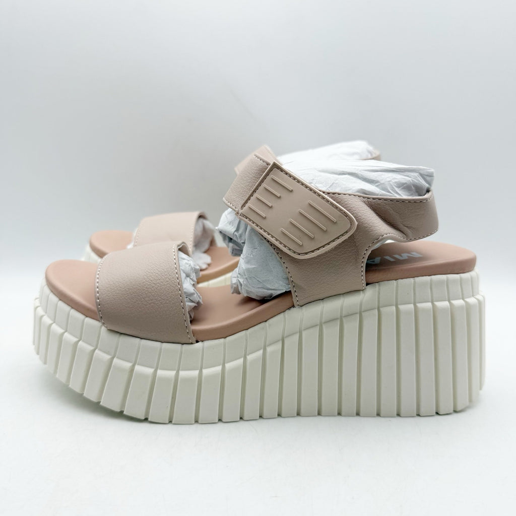 MIA Womens Yuri Wedge Sandals US 6 Taupe Beige Vegan Leather NWOB