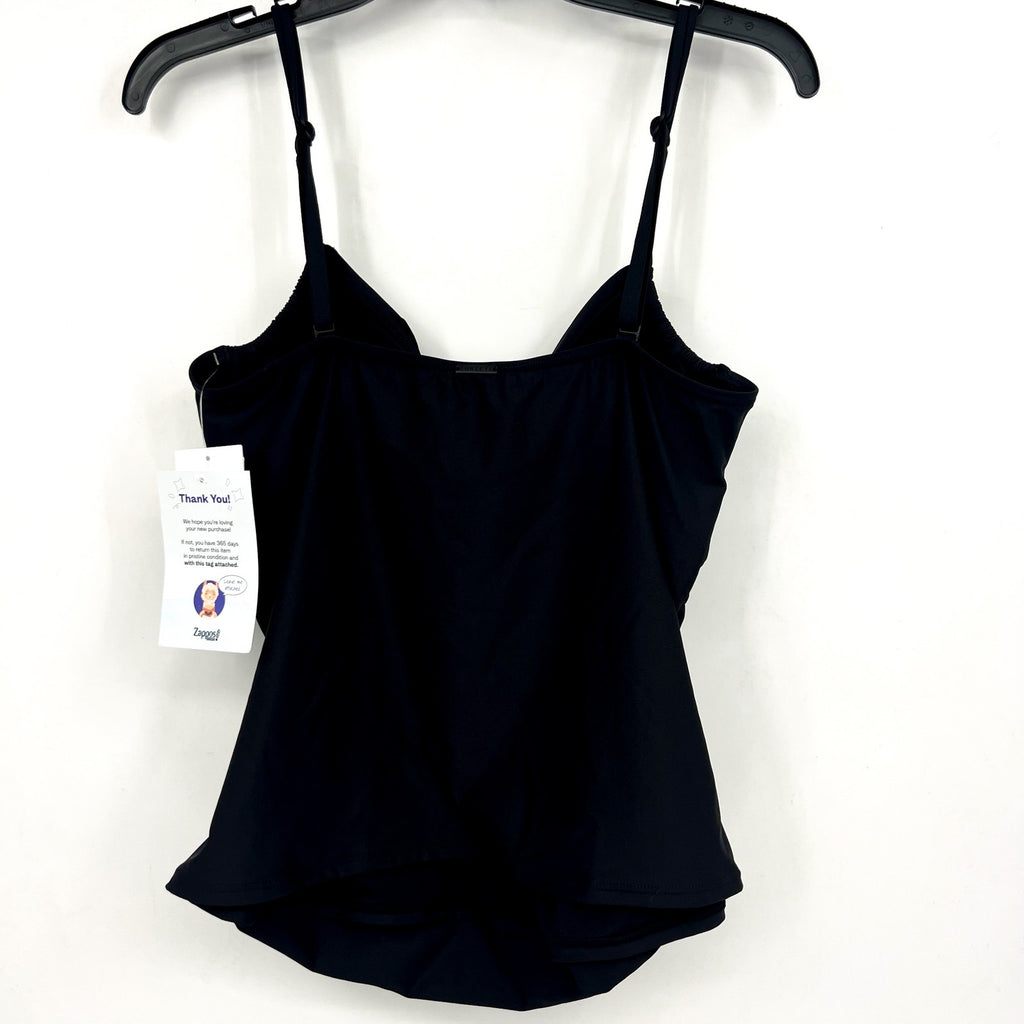 SUNSETS Women's Simone Tankini Top Large Black Swim Cross-Over Front NWT