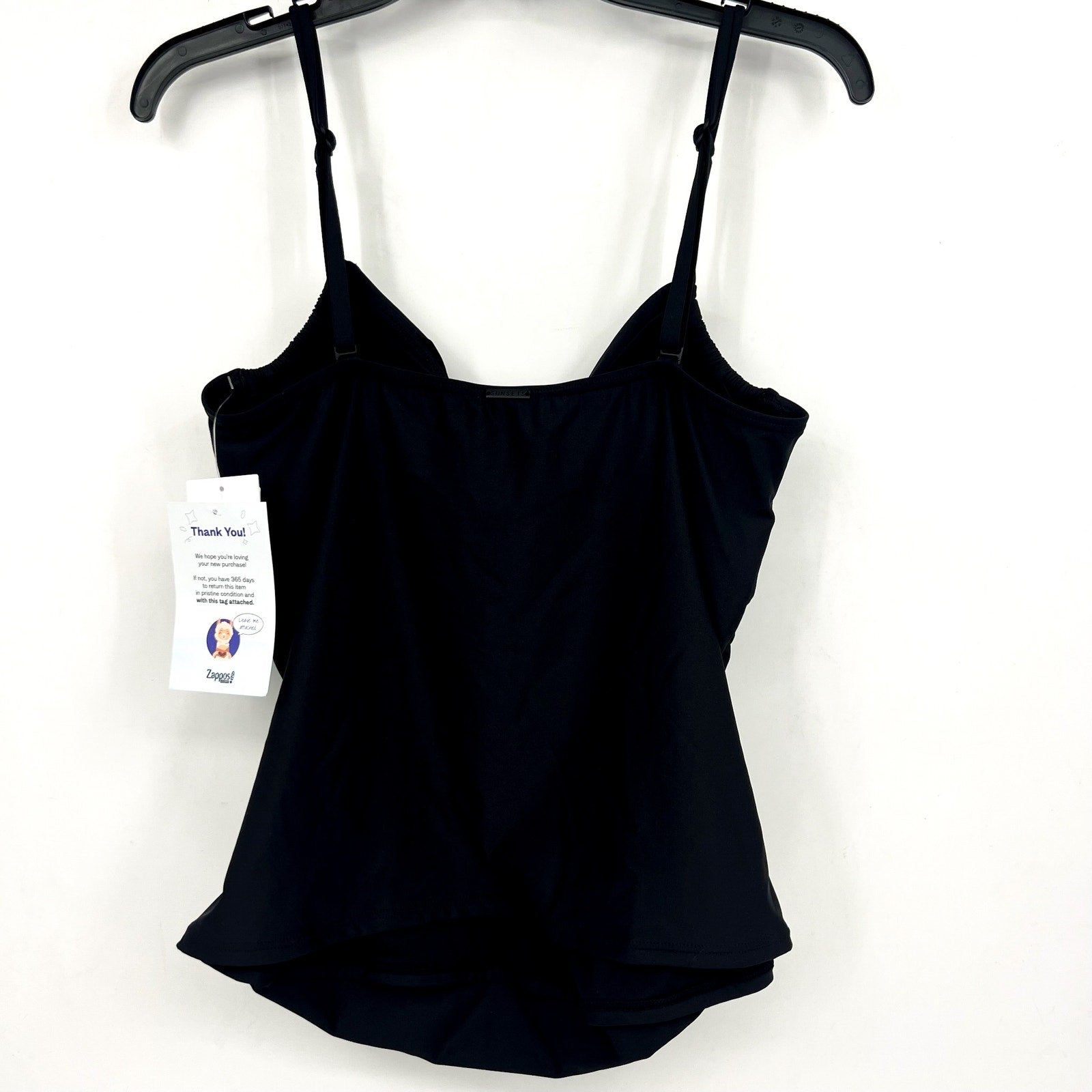 SUNSETS Women's Simone Tankini Top Large Black Swim Cross-Over Front NWT