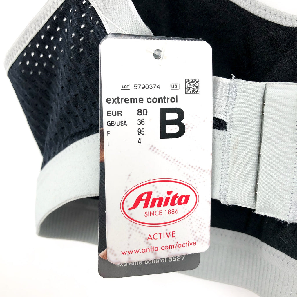 ANITA ACTIVE Women's Extreme Control Sports Bra Size 36B Black Grey Wirefree NWT