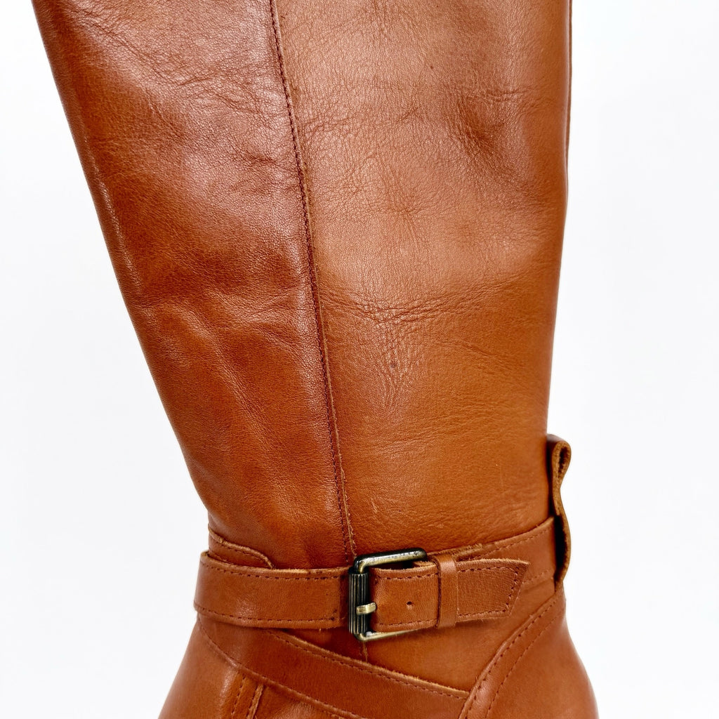 Naturalizer Womens Rena Knee High Boots US 7 Wide EU 37 Brown Leather NIB