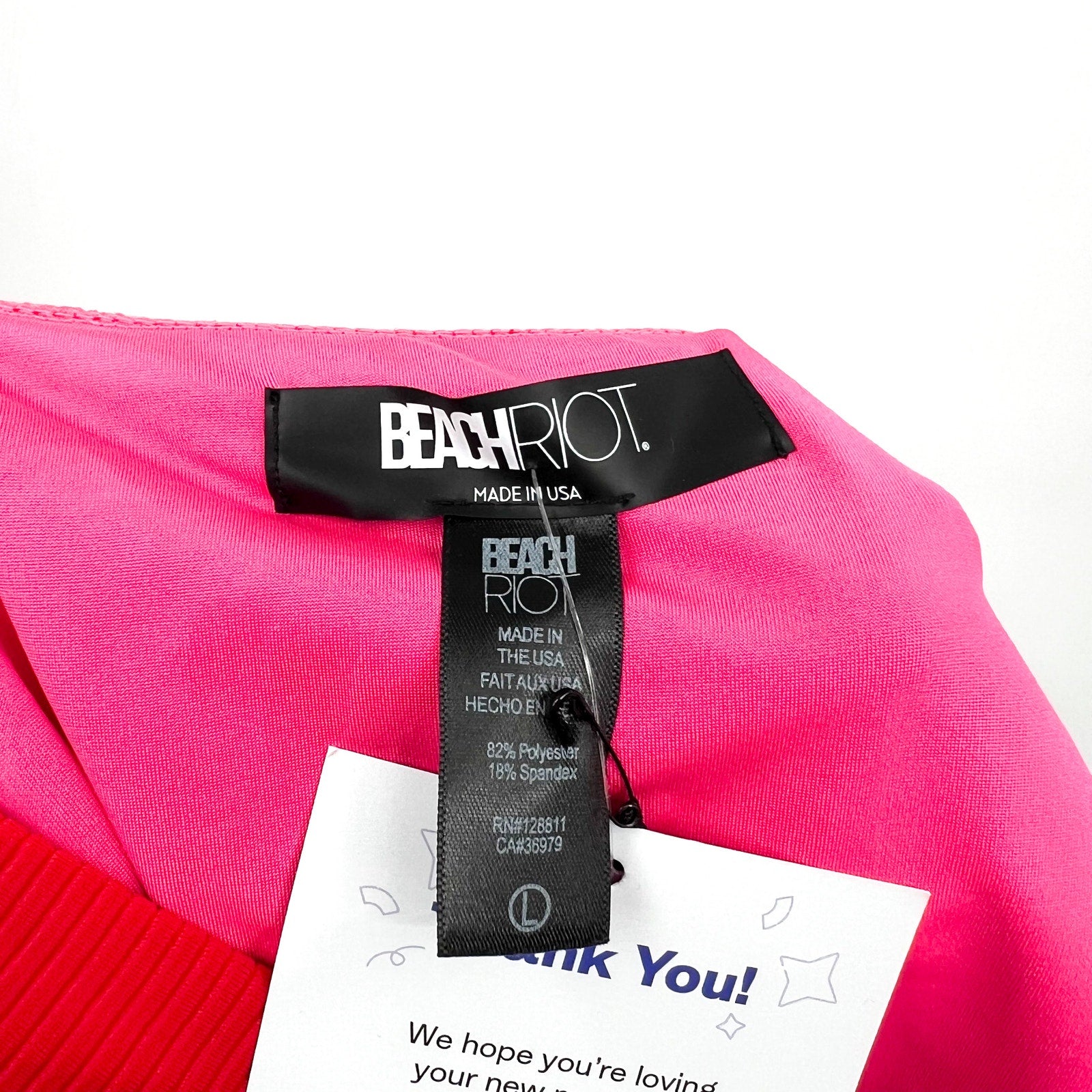 BEACH RIOT Emmy High Waist Bikini Bottom Large Fuchsia Red Neon Pink NWT