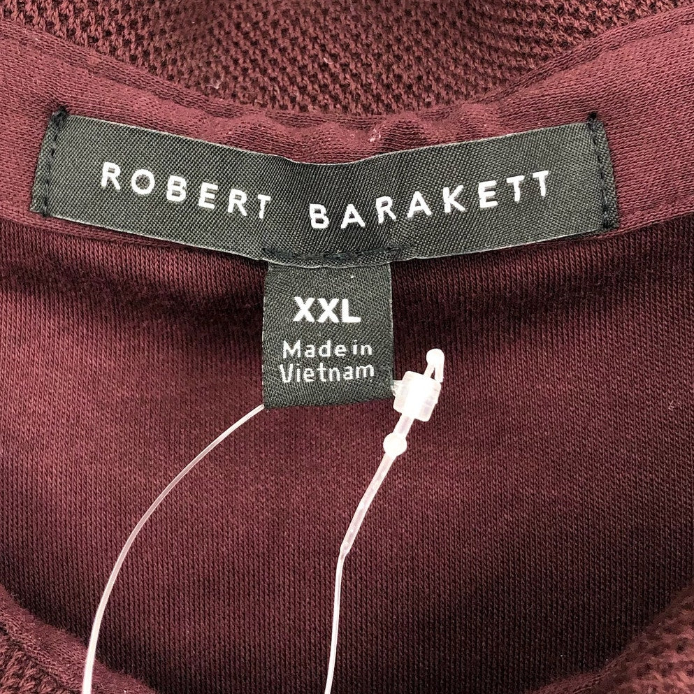 ROBERT BARAKETT Men Georgia Polo Shirt XXL Dark Red Pima Cotton Long Sleeve NWOT