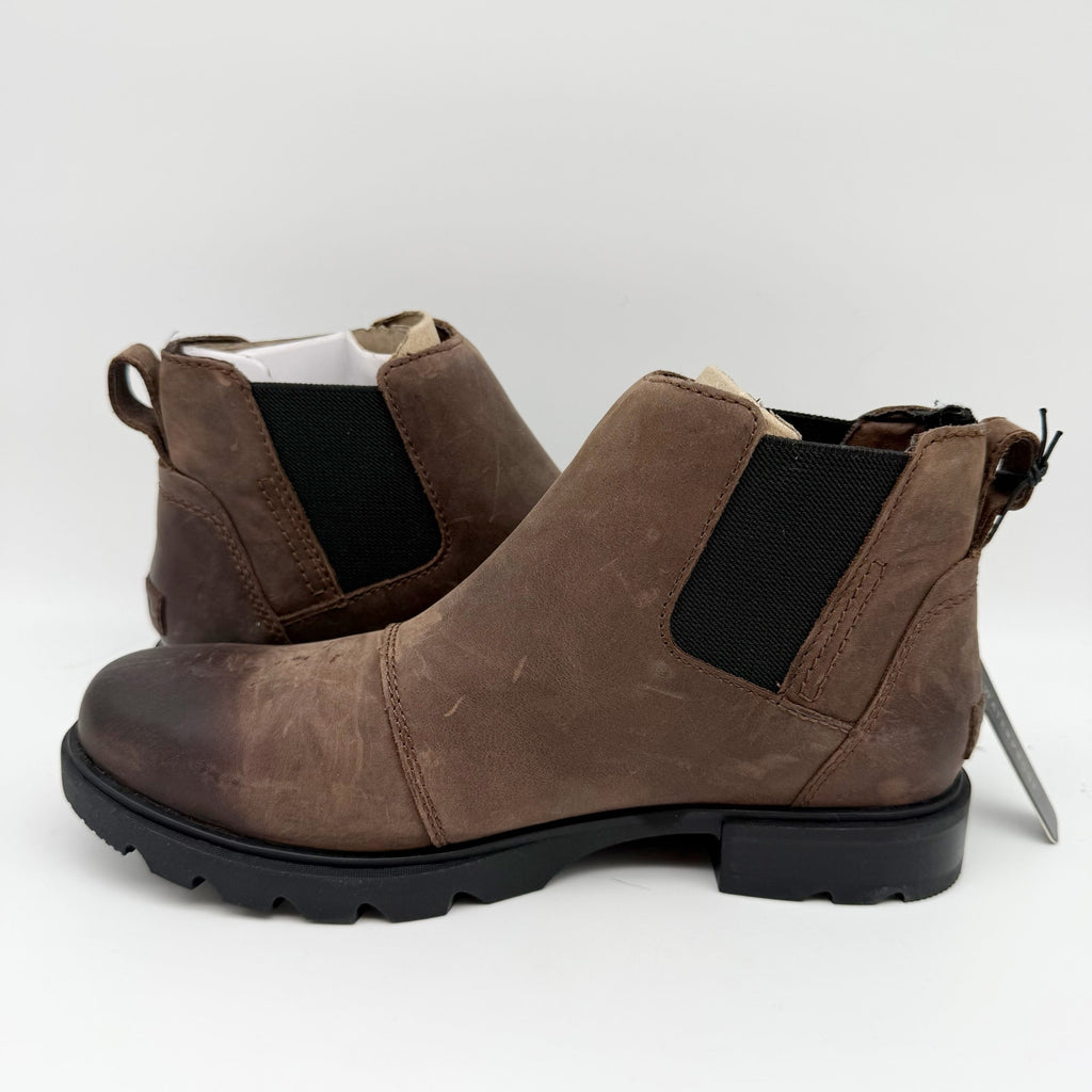 Sorel Womens Emelie lll Chelsea Ankle Bootie US 9 Brown Leather Waterproof NIB