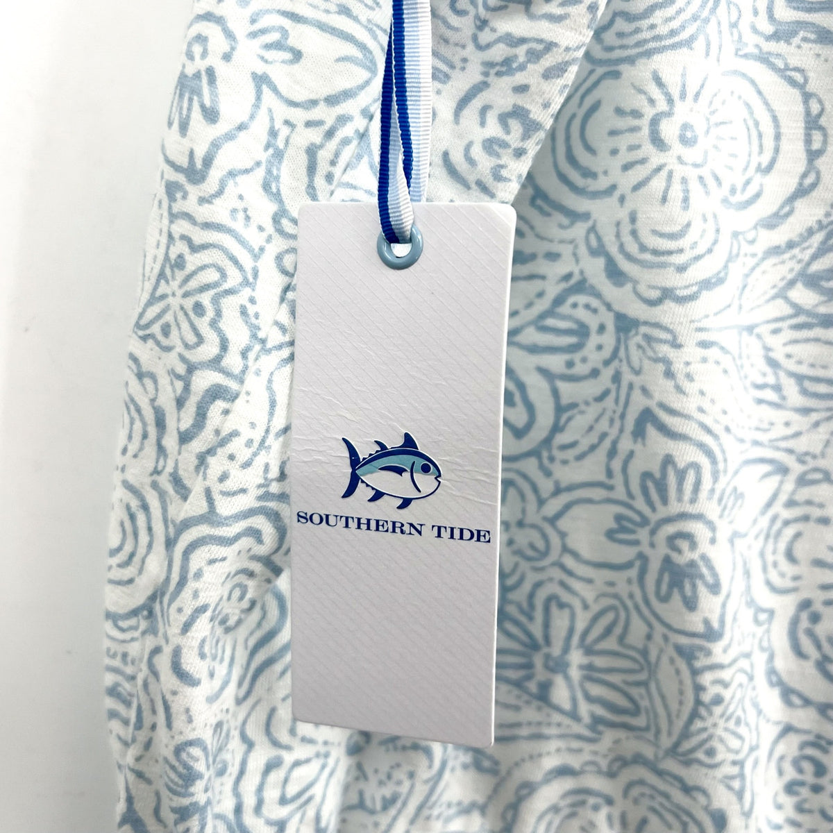 SOUTHERN TIDE Womens Forever Floral Tie Shoulder Romper Small White Sky Blue NWT