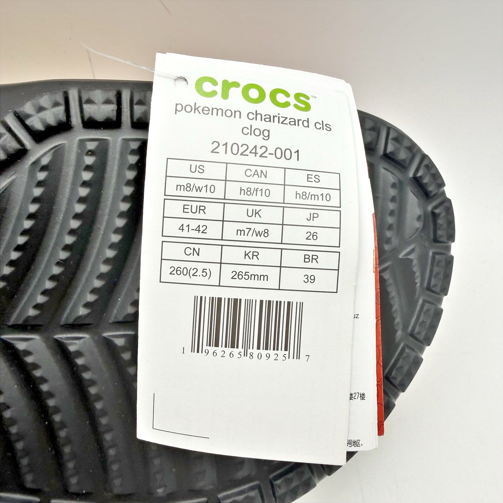 Crocs Mens Classic Pokemon Charizard Clogs Mens 8 Womens 10 Orange Black NIB