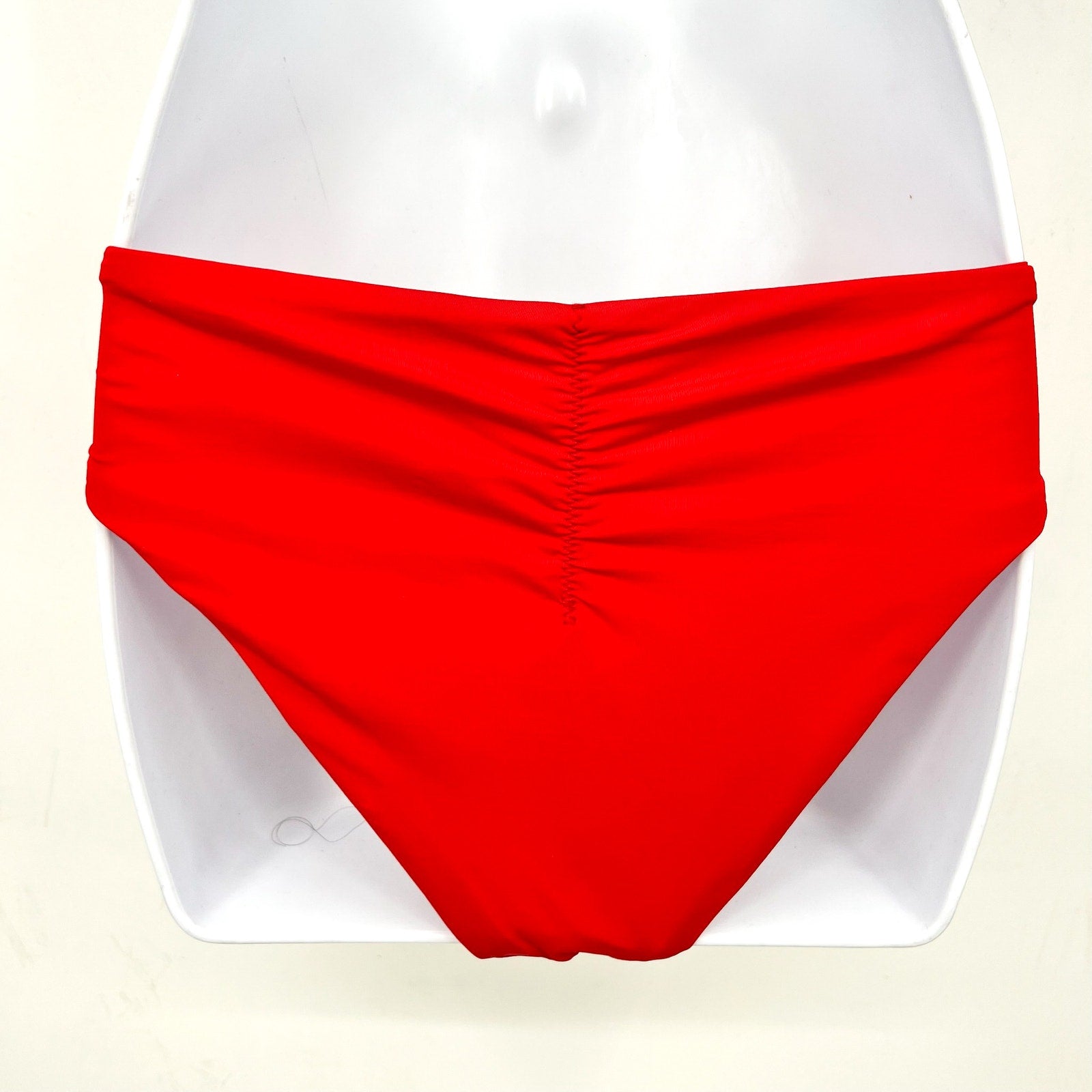 BECCA Women's Adela Ruched Hipster Bikini Bottom Small Fire Red NWT