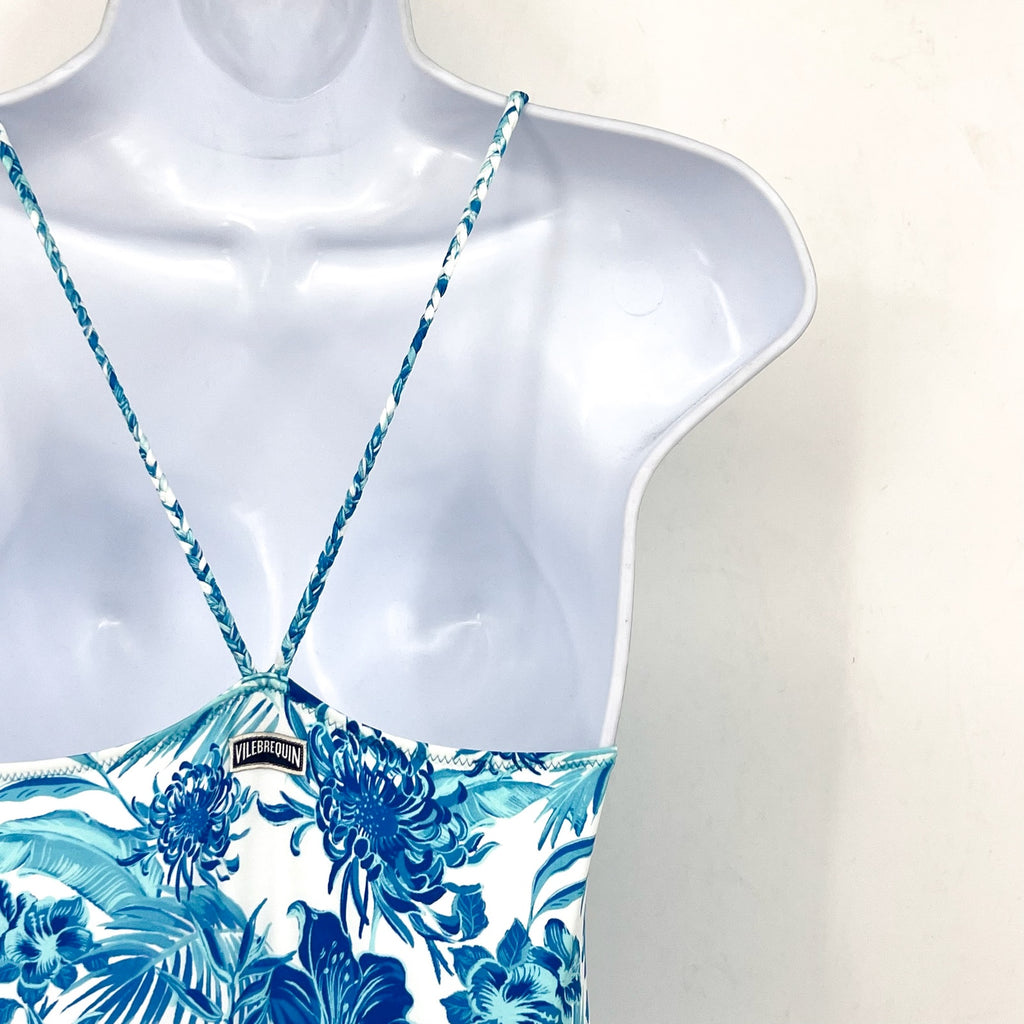 VILEBREQUIN Girl's Tahiti Flowers One Piece Swimsuit 14 ANS White Blue Print NWT