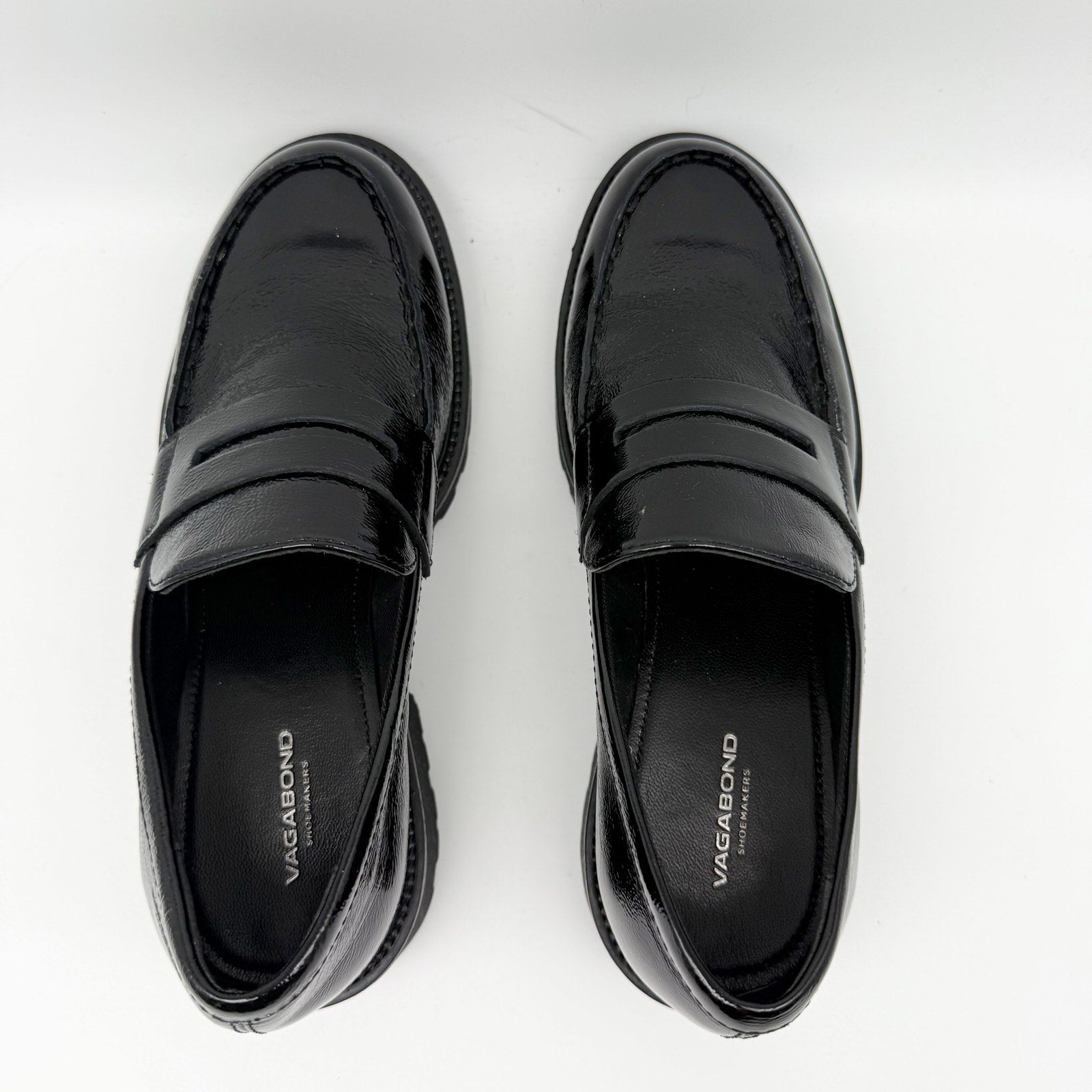 Vagabond Women Kenova Penny Loafers EU 40 US 10 Black Crinkle Leather NIB