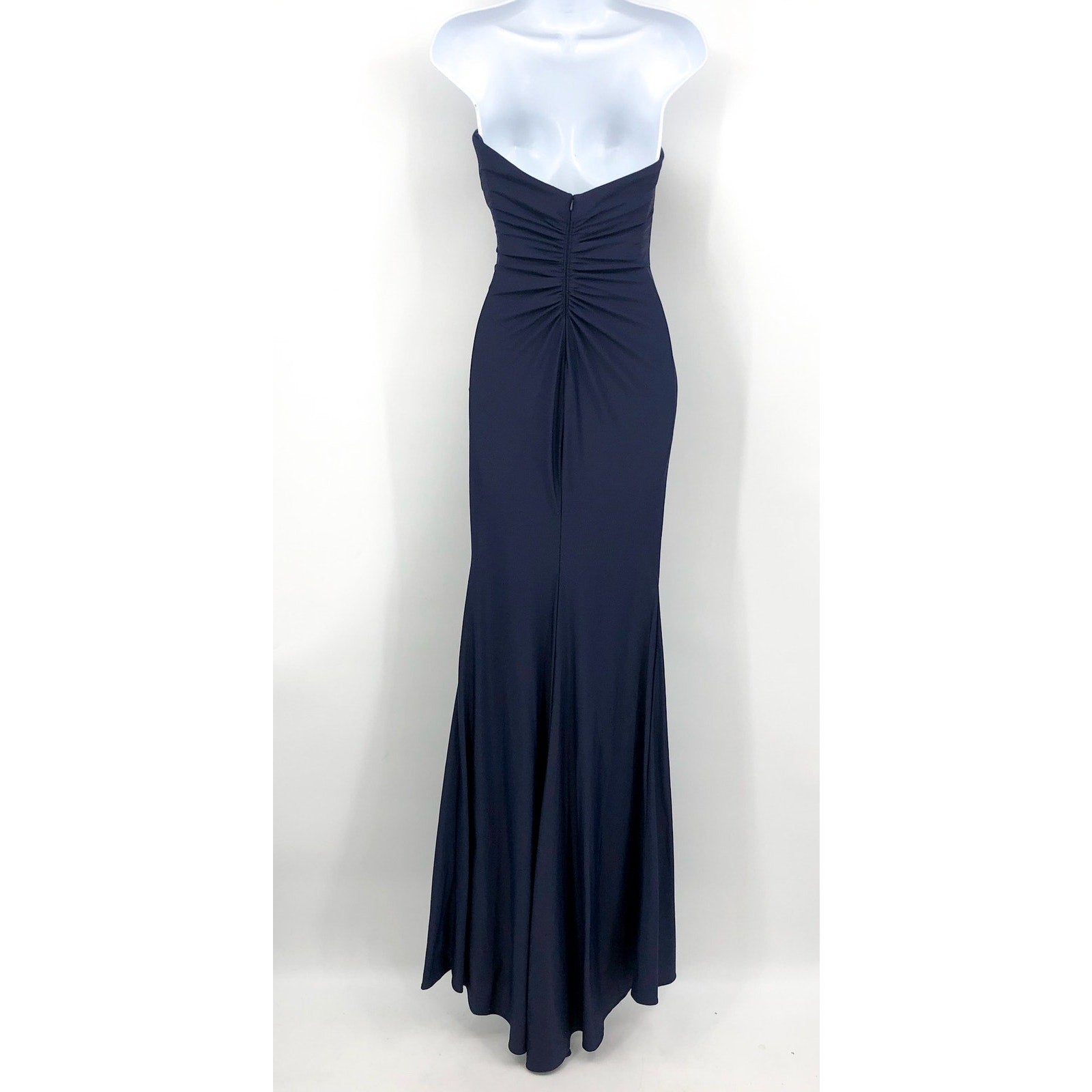 LA FEMME Strapless Sweetheart Long Dress Size 0 Navy Blue 30502 Mermaid Gown NWT