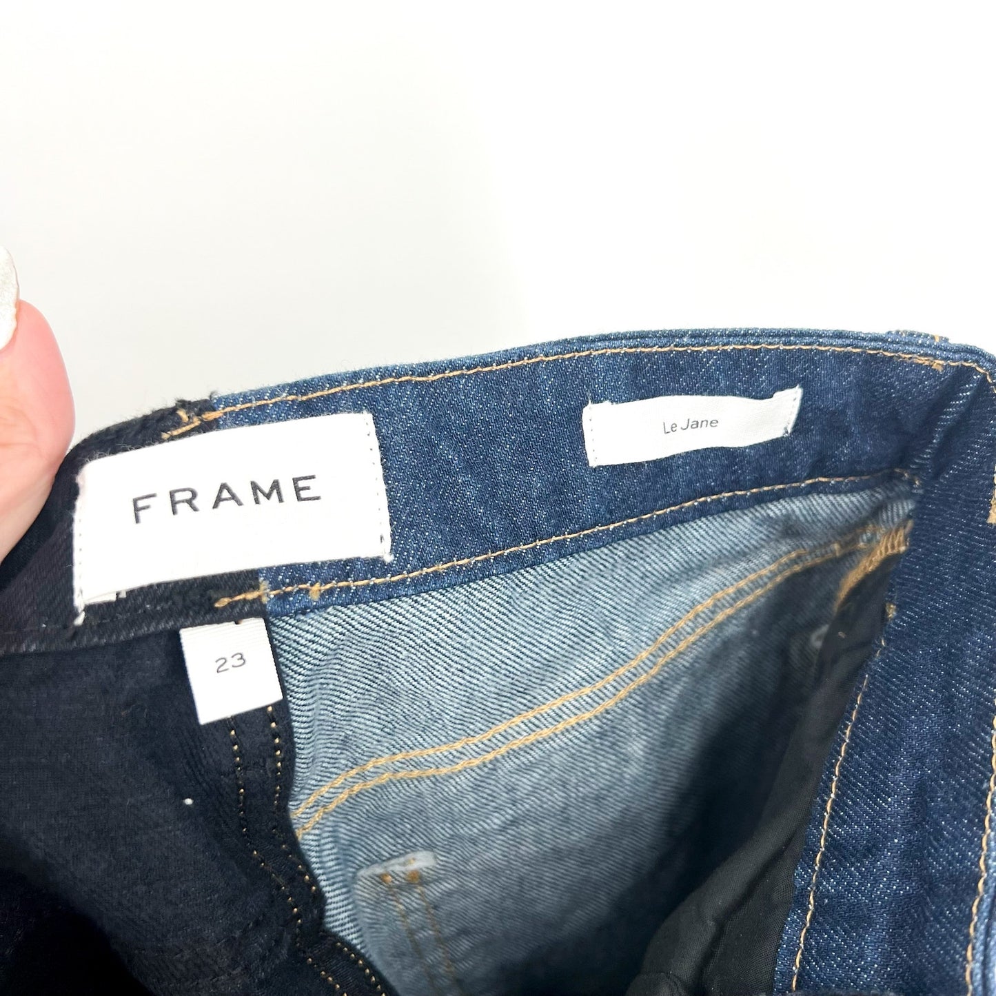 FRAME Womens Le Jane Colorblock Relaxed Jeans Size 23 Blue Black Dell Noir NWT