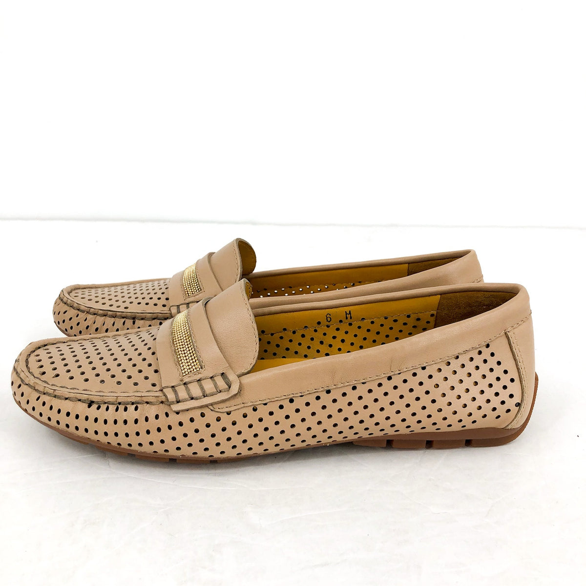 Vaneli Womens Acris Driving Loafers SIZE 6 M EU 36.5 Nude Tan Leather NIB