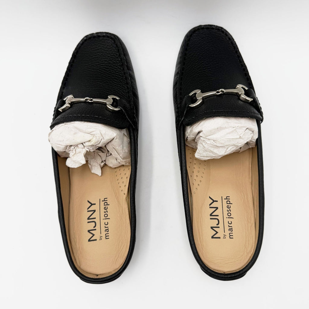 Marc Joseph New York Womens Ocean Drive Bit Mules Size 9 Black Leather NIB