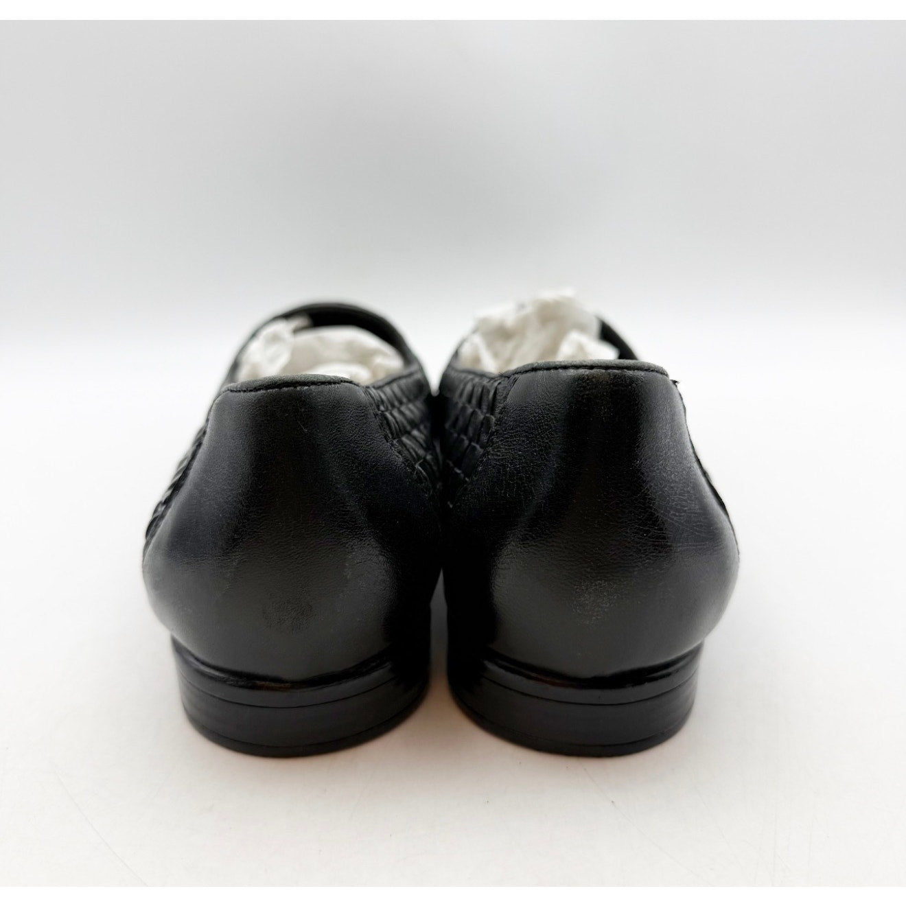 TROTTERS Womens Liz Loafers Size 8.5 Extra Wide Black Woven Leather Slip-On NWOB