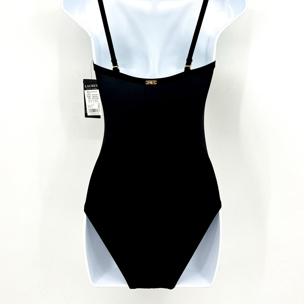 LAUREN RALPH LAUREN Beach Club Shaping One Piece Swimsuit Sz 8 Black V Wire NWT