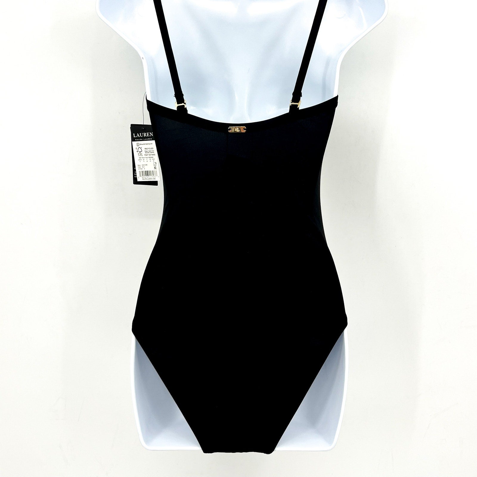 LAUREN RALPH LAUREN Beach Club Shaping One Piece Swimsuit Sz 8 Black V Wire NWT