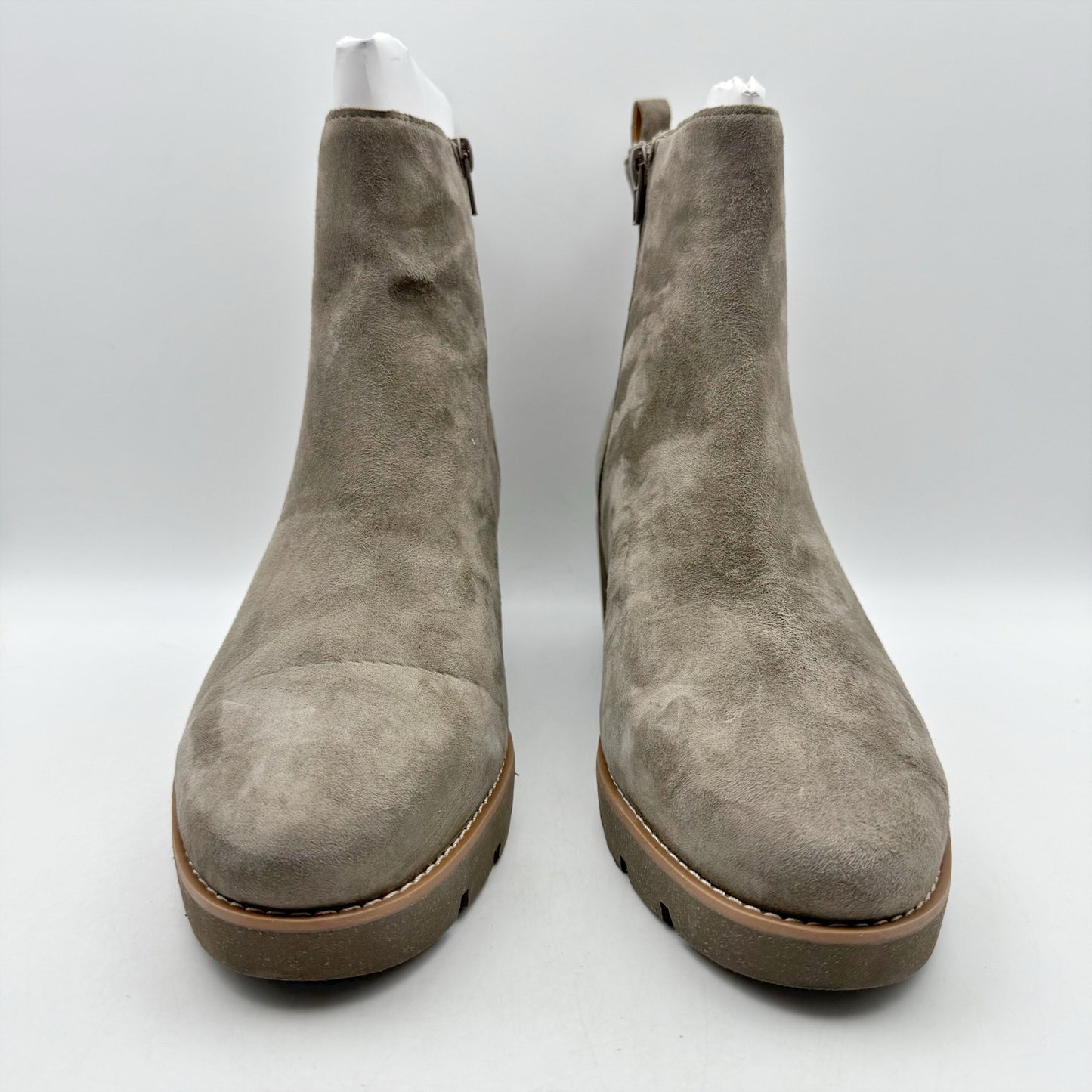 Vionic Womens Aria Ankle Booties US 12 Wide EU 43 Grey Suede NWOB