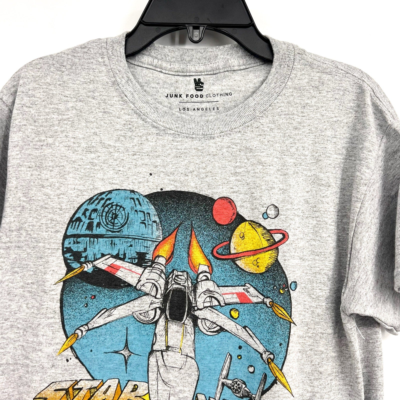 JUNK FOOD Kids X-Wing Fighter Star Wars Graphic T-Shirt Medium Grey NWT