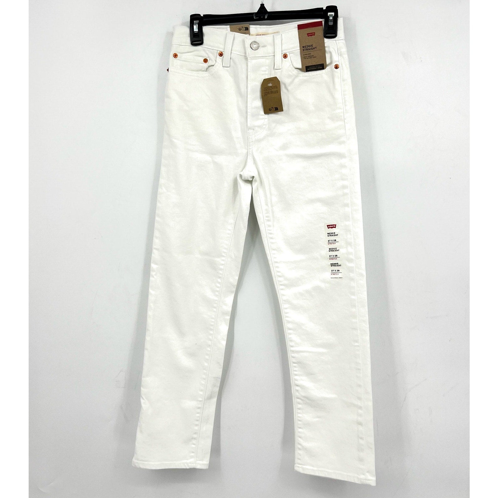 Levi's Womens Wedgie Straight Leg Jeans 27x28 Size 4 White 34964-0184 NWT