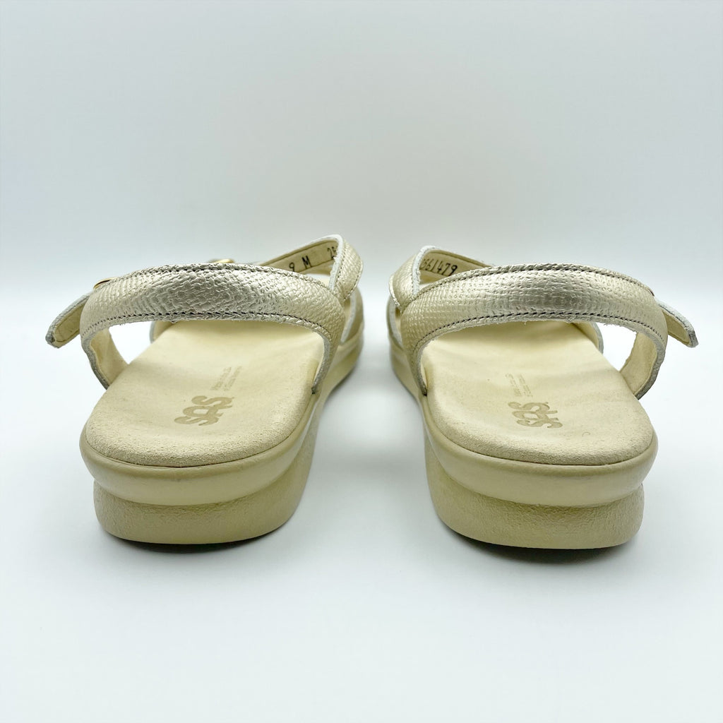 SAS Womens Duo Comfort Sandals US 9 M EU 40 Gold Suede 3-Strap Comfort NIB