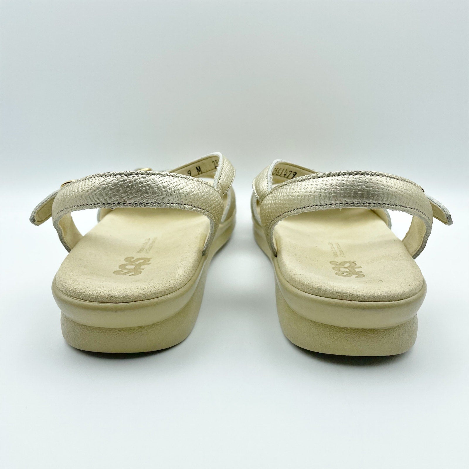 SAS Womens Duo Comfort Sandals US 9 M EU 40 Gold Suede 3-Strap Comfort NIB