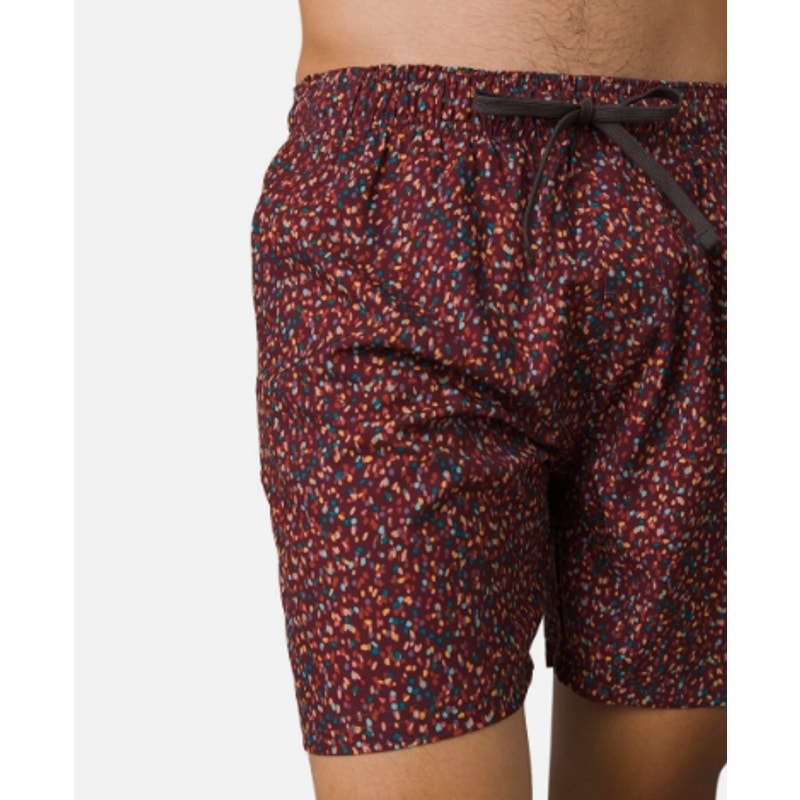 PRANA Men's Plunge Swim Shorts Medium Red Cacao Alotta Dots 6" Inseam Liner NWT
