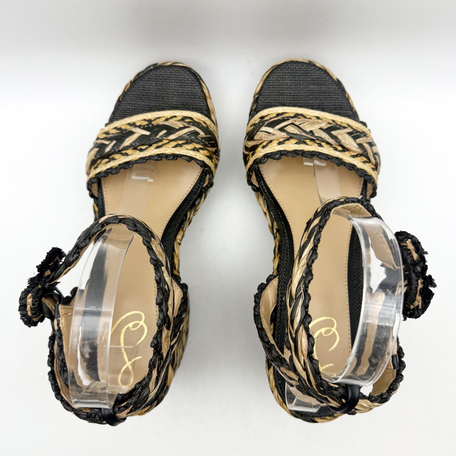 Sam Edelman Womens Iliana Espadrille Heeled Sandals Size 9 Beige Black NWOB