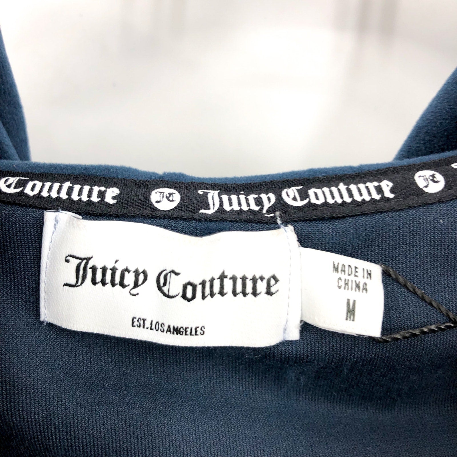JUICY COUTURE Women's OG Big Bling Velour Hoodie Medium Regal Blue Zip NWT