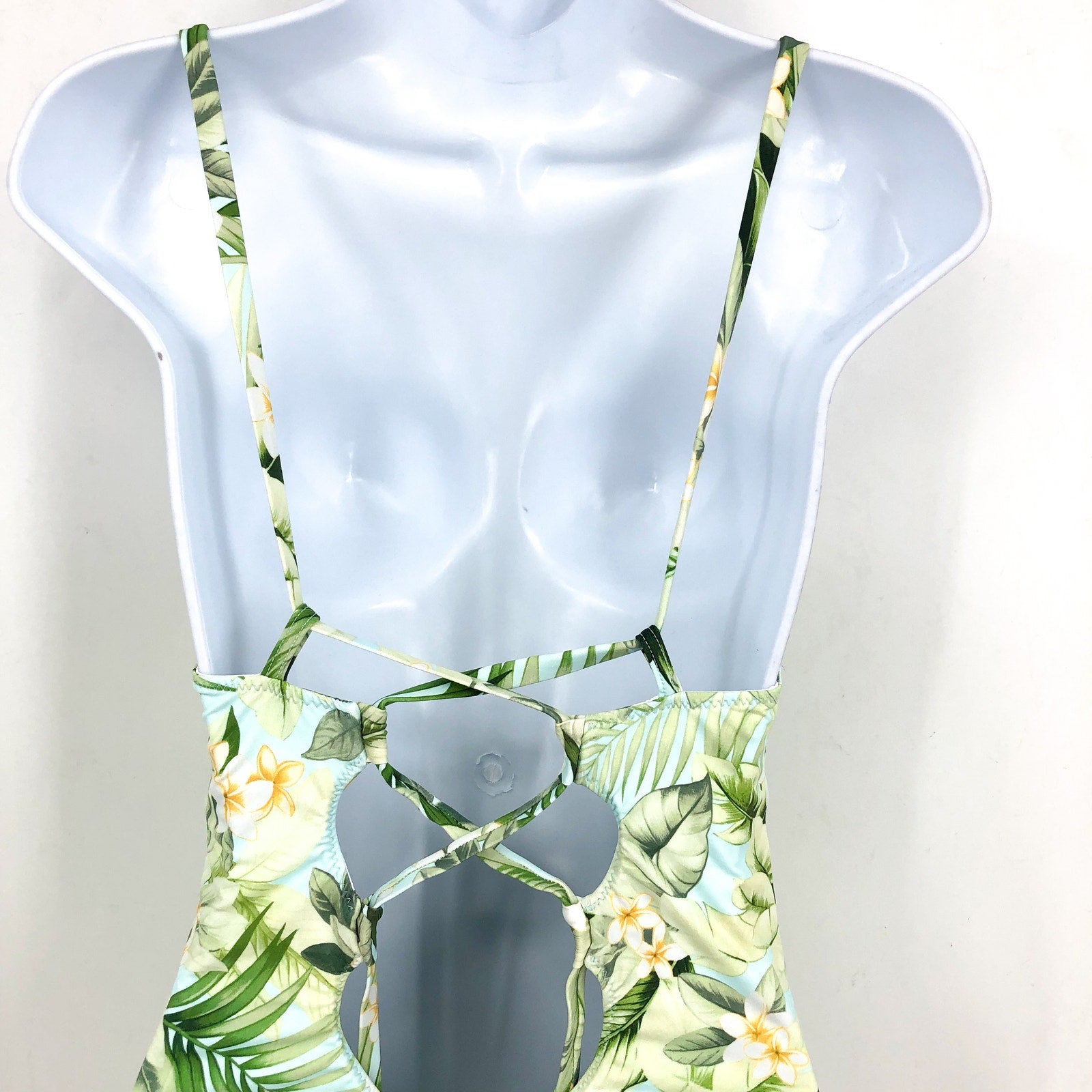 TOMMY BAHAMA Paradise Frond Reversible One-Piece Swimsuit Size 4 Green White NWT