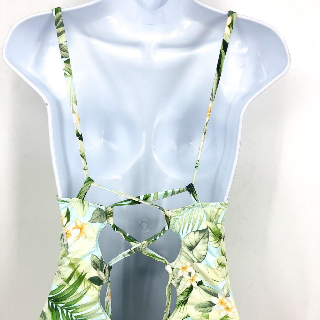 TOMMY BAHAMA Paradise Frond Reversible One-Piece Swimsuit Size 4 Green White NWT