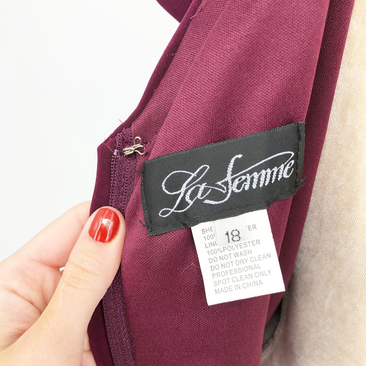 LA FEMME 29814 Women Knot Waist Jersey Evening Dress 18 Red Dark Berry NWT