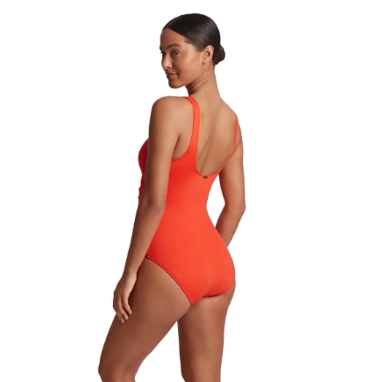LAUREN RALPH LAUREN Ring One Piece Swimsuit Size 12 Orange Over The Shoulder NWT