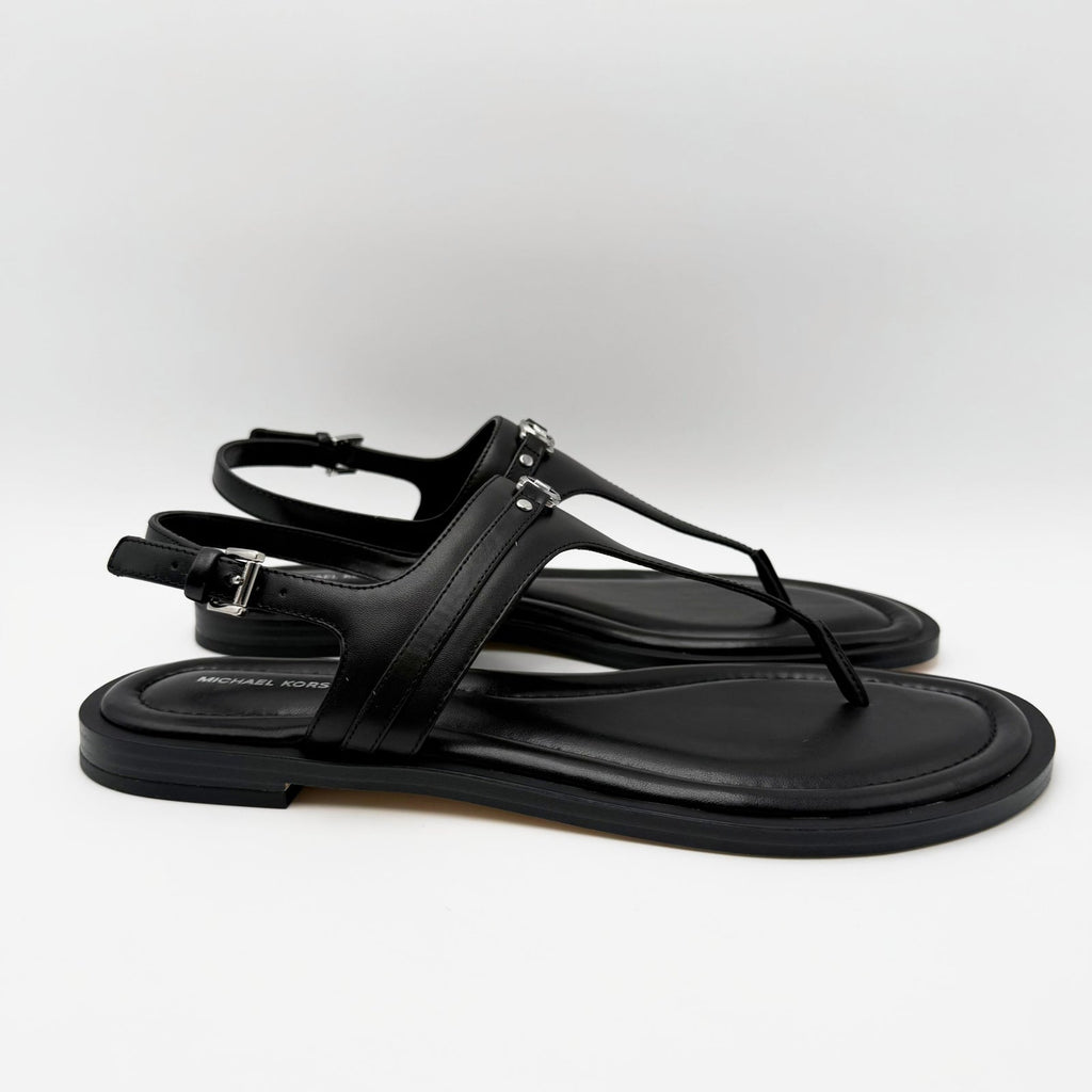 Michael Kors Womens Mandy Leather Thong Sandals Size 12 Black Slingback NIB