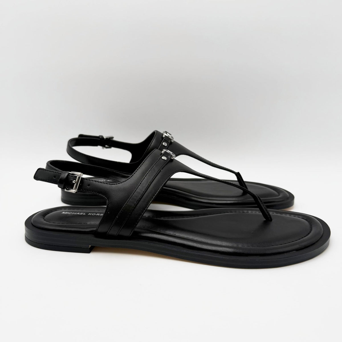 Michael Kors Womens Mandy Leather Thong Sandals Size 12 Black Slingback NIB