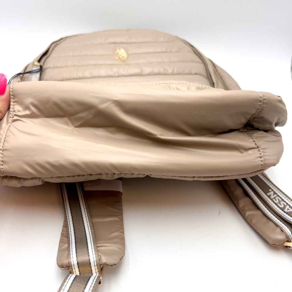U.S POLO ASSN. Quilted Nylon Backpack One Size Taupe Beige NWT